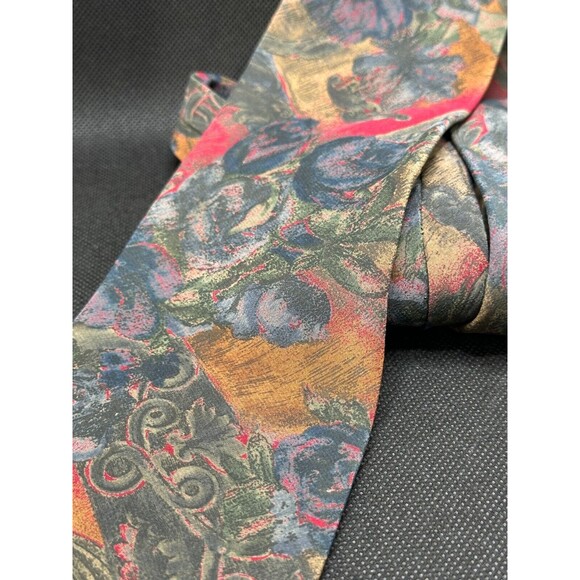 Vintage Court House Square Men's Tie 100% Silk Floral Themed 57" x 3.5" Flaw - Picture 4 of 4